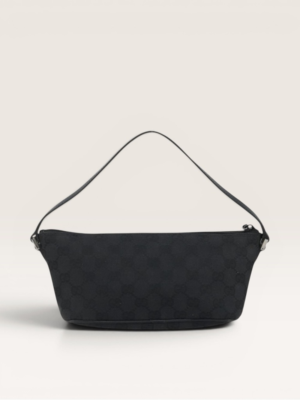 Gucci GG Canvas Boat Pochette Black Mini Shoulder Bag Silver Hardware - Picture 3 of 16